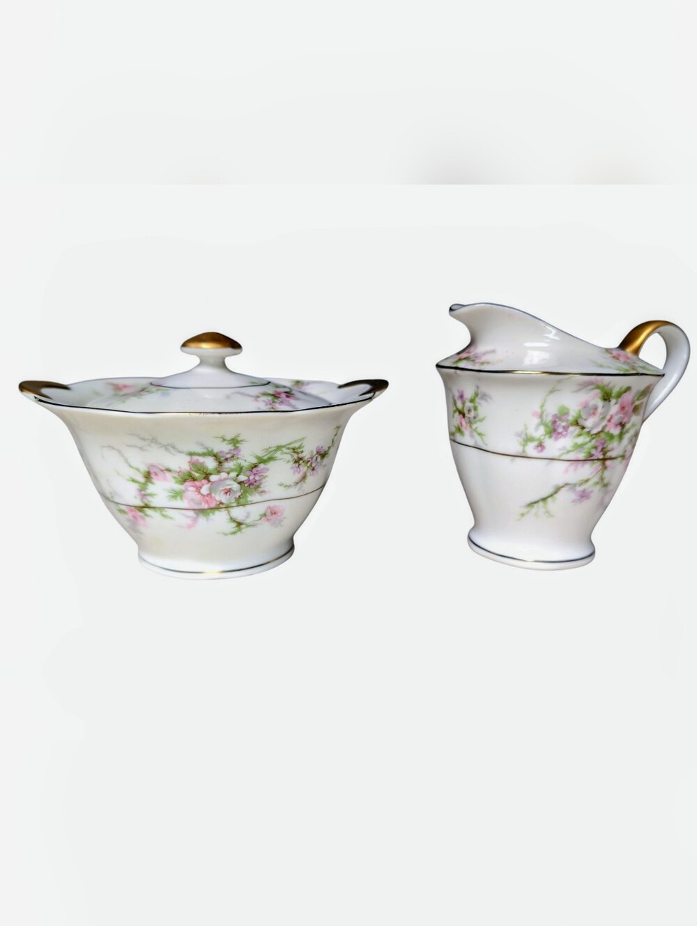 Vintage China Theodore Haviland New York Rosalinde Creamer & Sugar bowl 8 ounce